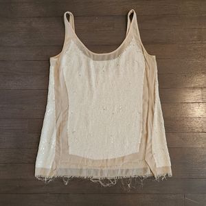 All Saints Cream Sequin Tank Top